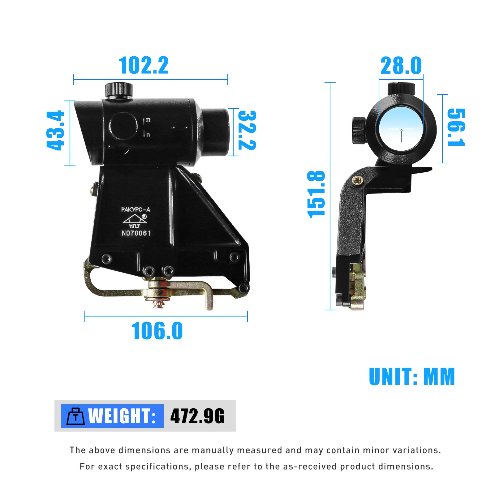 منظار بندقية SVD 1x20 للصيد - شبيهة سهم، حامل جانبي سكة AK Vepr - عيار 7.62 إلخ #6