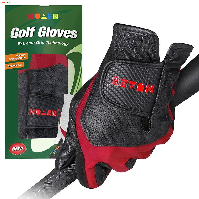 2 Pair Golf Gloves For Men Breathable PU Leather Golf with Non-Slip Particle Outdoor Sports Hand Wear Golf Accessory