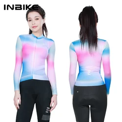 INBIKE Women Cycling Jersey Long Sleeved Bike Tops Shirts for Women Biking Clothing Breathable MTB Cycle Jerseys with 3 Pockets