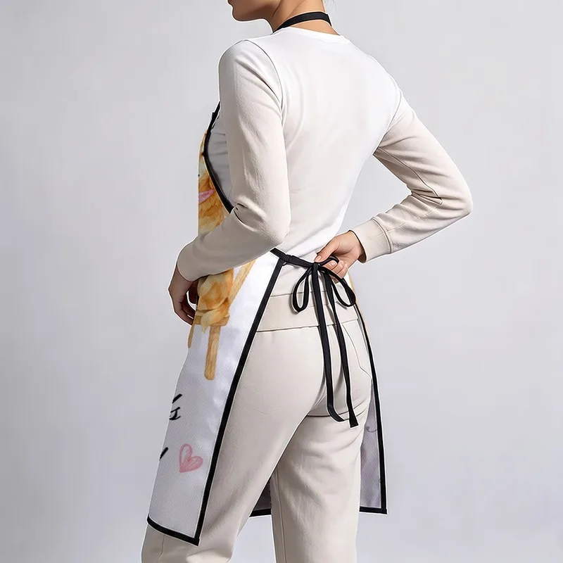 1PC【Apron】2D Flat effect，Printed with cute poodles、Dachshund、A and cute print featuring golden retrievers playing mahjong，