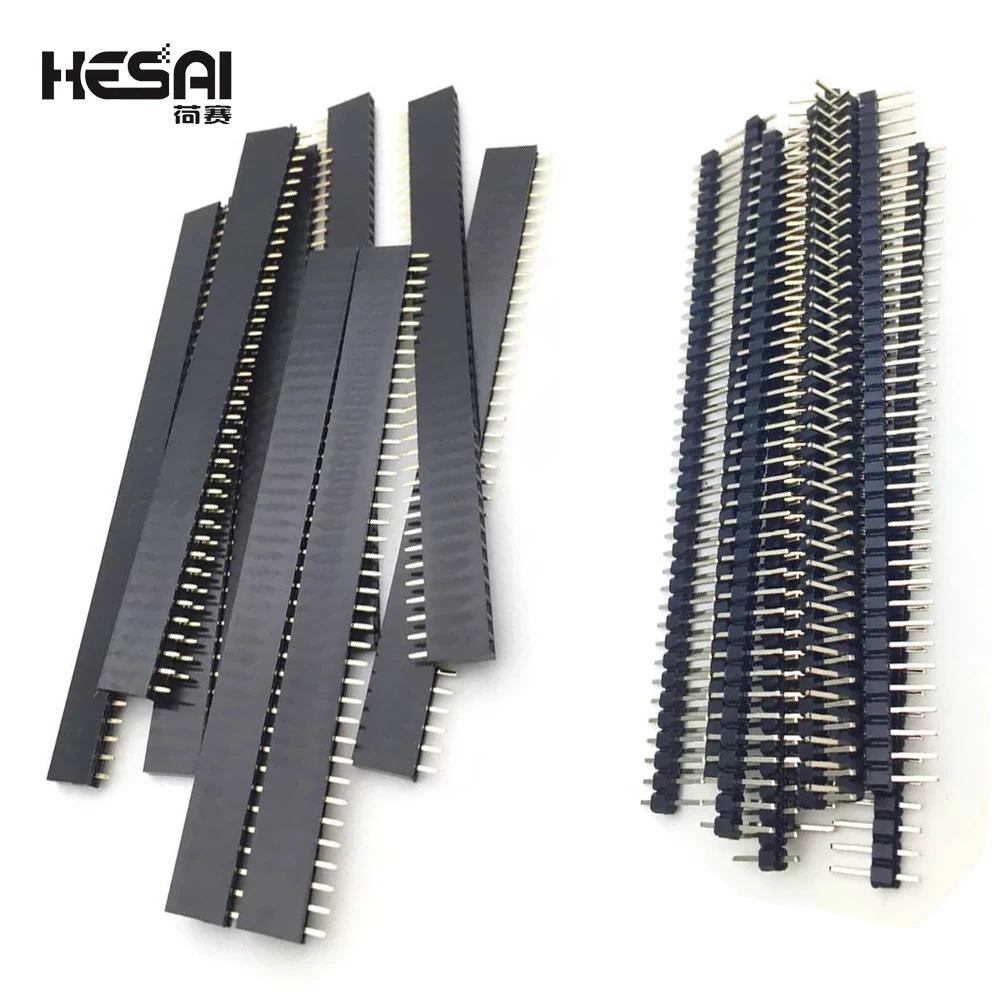 20PCS/lot10 Pairs 40Pin 1x40 Single Row Male And Female 2.54 Breakable Pin Header PCB JST Connector Strip For Arduino Diy Black