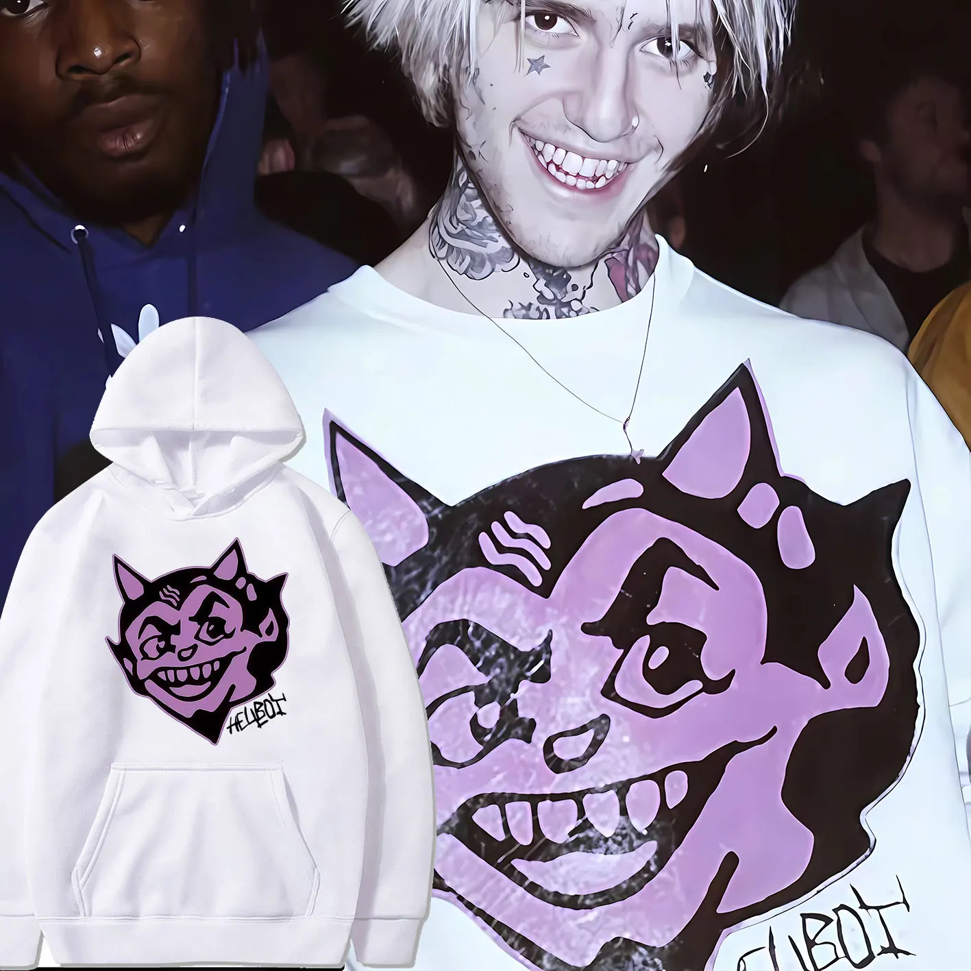 

Rapper Lil Peep Hell Boy Same Style Graphic Hoodie Men Women's Hip Hop Fashion Pop Music Sweatshirt Men's Oversized Streetwear
