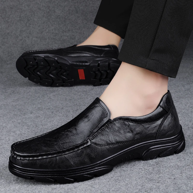 Relaxed Fit Leather Slip-Ons | Padded Collar & Lightweight Design | Weekend Casual Shoes