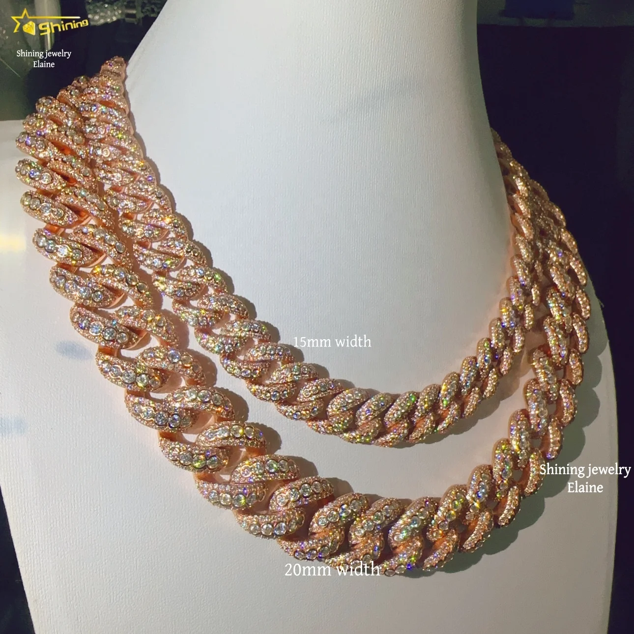 Diamond .VVS Moissanite Moissanite Fashion 925 Sterling Silver Iced Out Hip Hop Luxury Jewelry Miami Cuban Link Chain Necklace