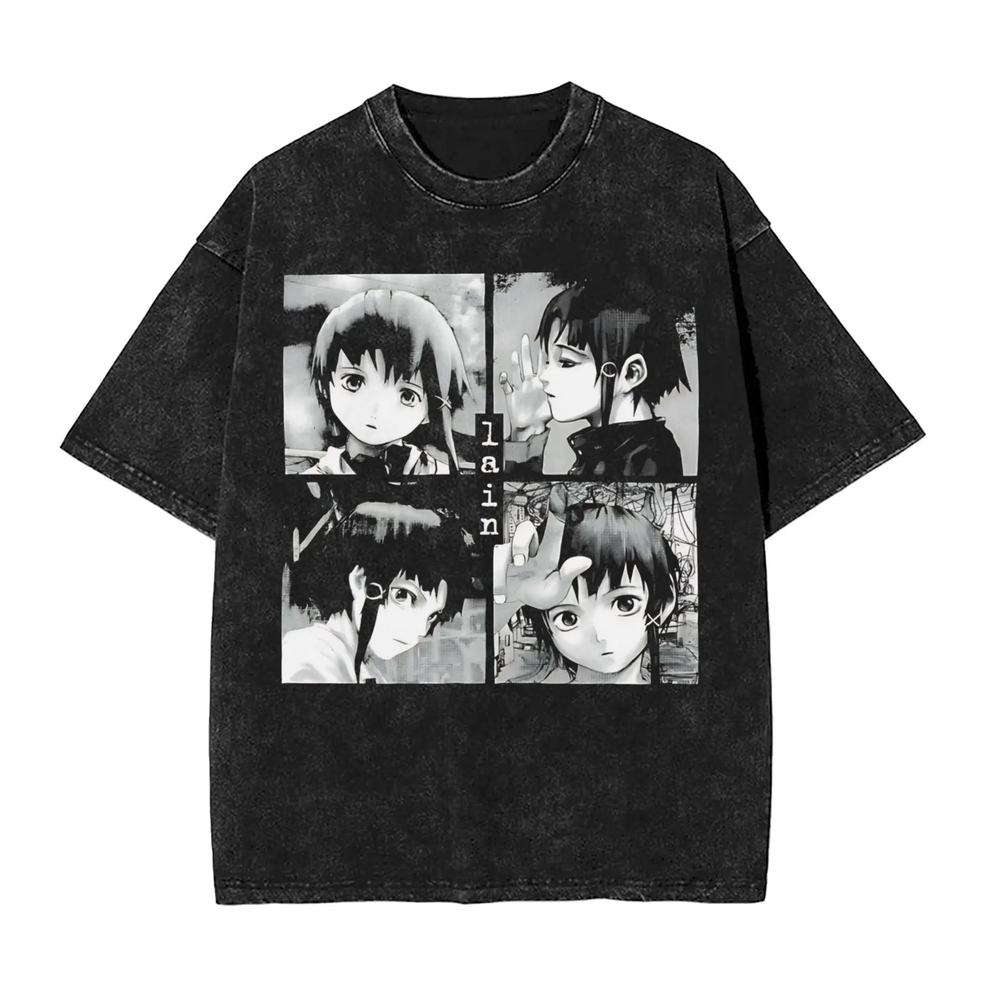 Oversized Washed T Shirt Serial Experiments Lain Simple T Shirts  Hippie Tshirt for Mens Summer Awesome Design Tops