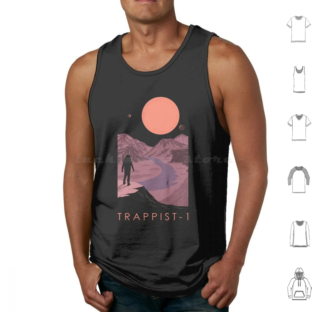 Visit Trappist-1-A Cool Tee For Space Lovers Tank Tops Print Cotton Trappist 1 Stars Galaxy Scifi Adventure Mountains