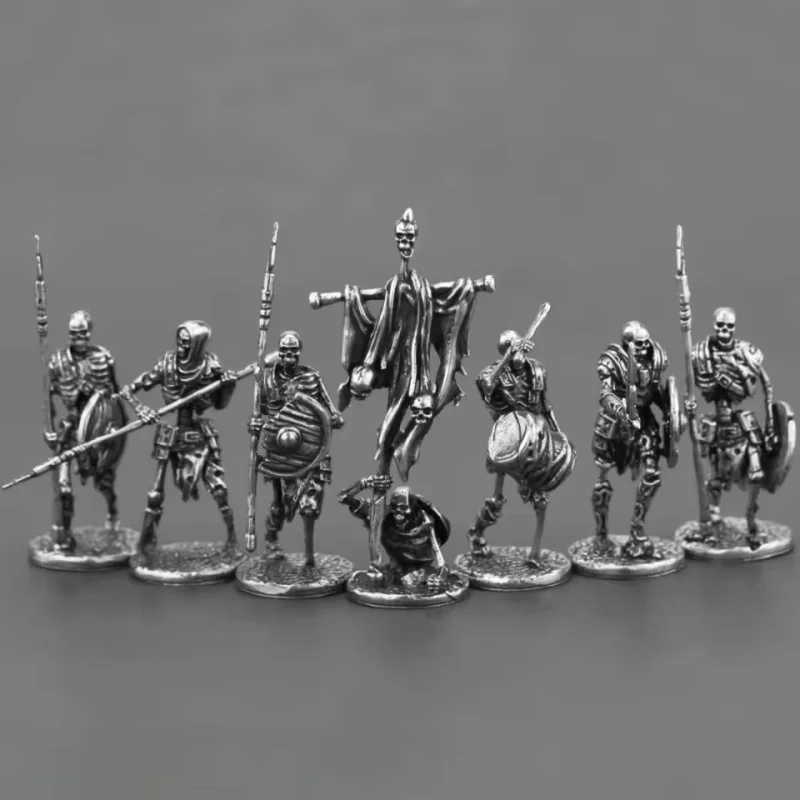 Ancient Medieval Legion Swordman Undead Skeleton Warrior Action Figures Metal Copper Model Armor Figurine Miniature Ornament Toy