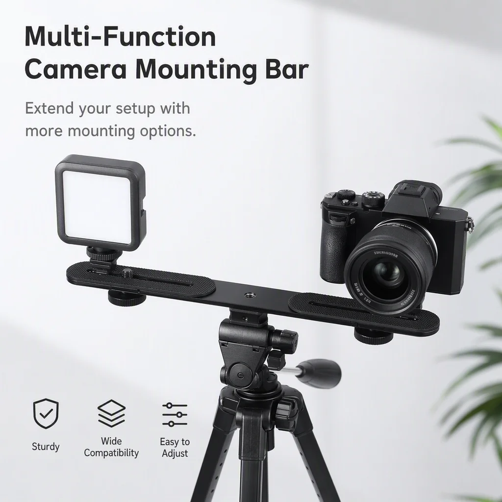 Dual Flash Bracket Hot Shoe Bracket Mount Holder for Tripod Stand Cam 27x3cm