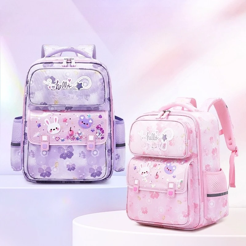 

Girls' Backpack for Grades 1-6: Large Capacity, Lightweight, Splash-Resistant, New Cartoon Design