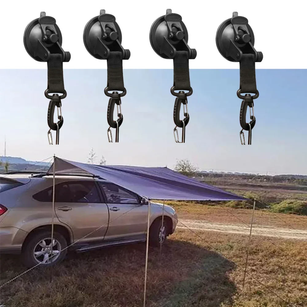 Strong Car Suction Cup Anchor Outdoor Tent Securing Hook Heavy Duty Tie Down Camping Canopy Awning Tarp Carabiner