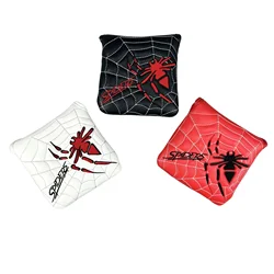 Spider Pattern Golf Putter Cover PU Leather Large Mallet Golf Head Cover Magnetic Closure Golf Head cover