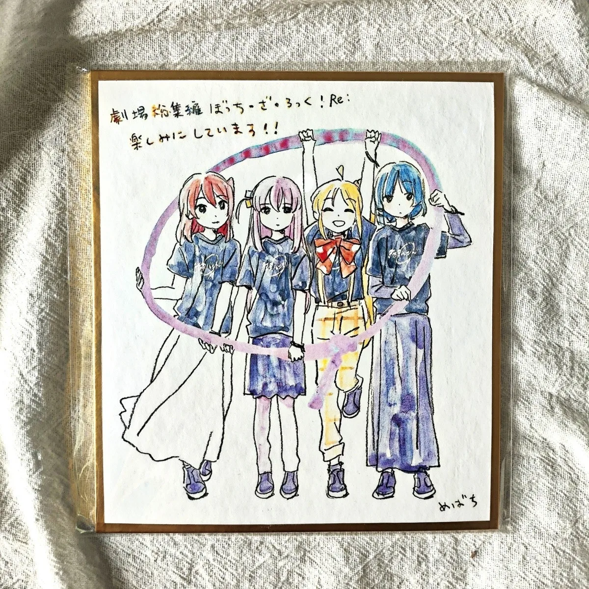 Premium Anime Art Print Cute Hand Drawn Art Print Gold Edge Mini Shikishi Board for Desk Wall Decor Sweet Gift for Anime Fans