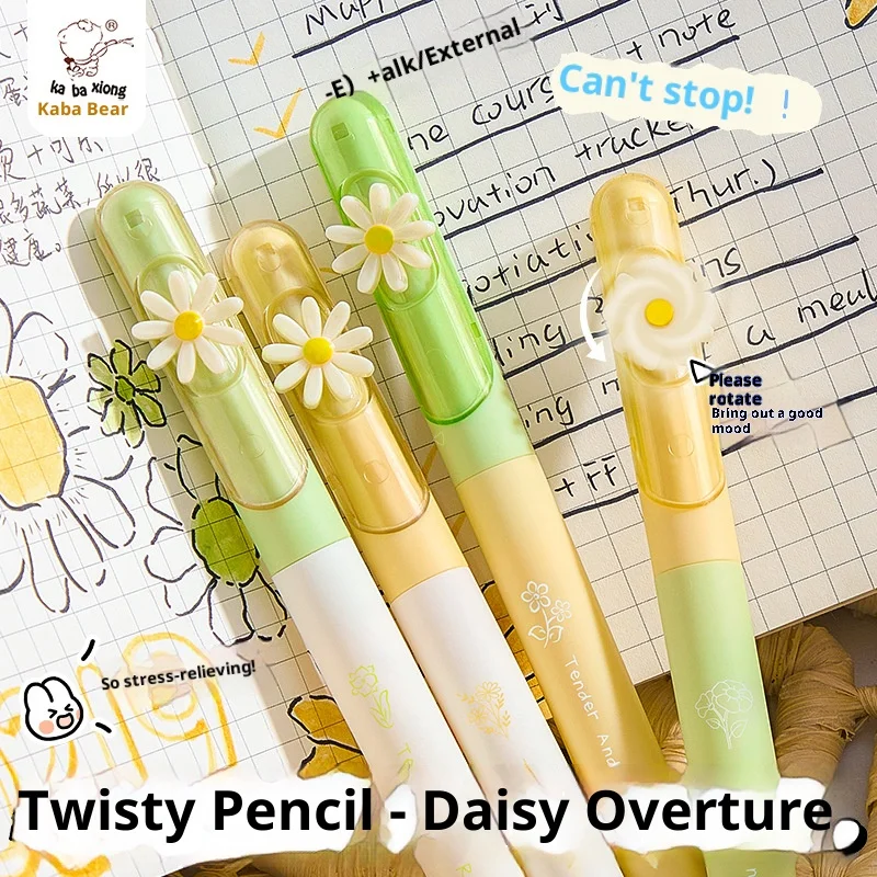 

4 шт./компл. гелевые ручки Carba Bear Daisy Turn 0,5 мм, скоростная сушка, вращающиеся забавные ручки для письма, свежая красивая школьная канцелярская ручка для девочек