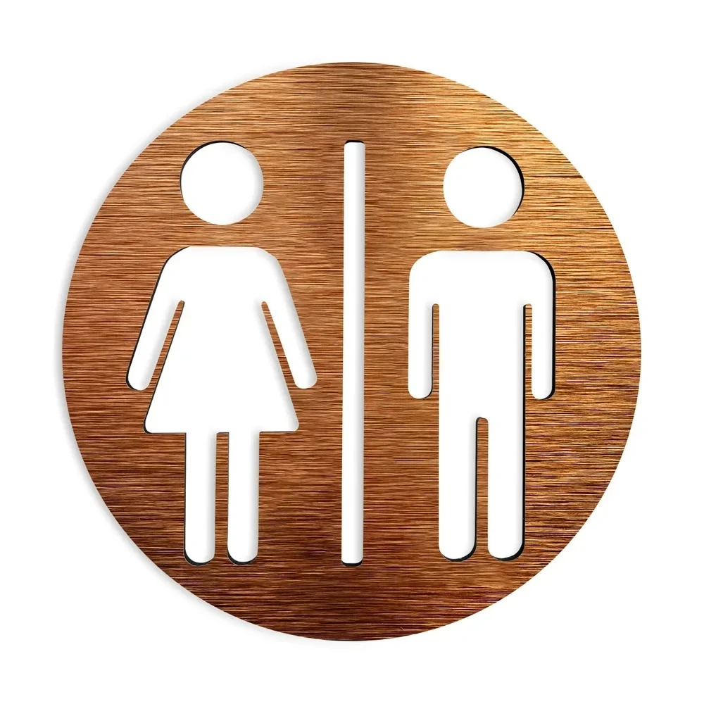 Customized All Gender Restroom Signs Toilet Door plate Sign Bathroom Plaques WC  Composite Aluminum Board Gold Silver