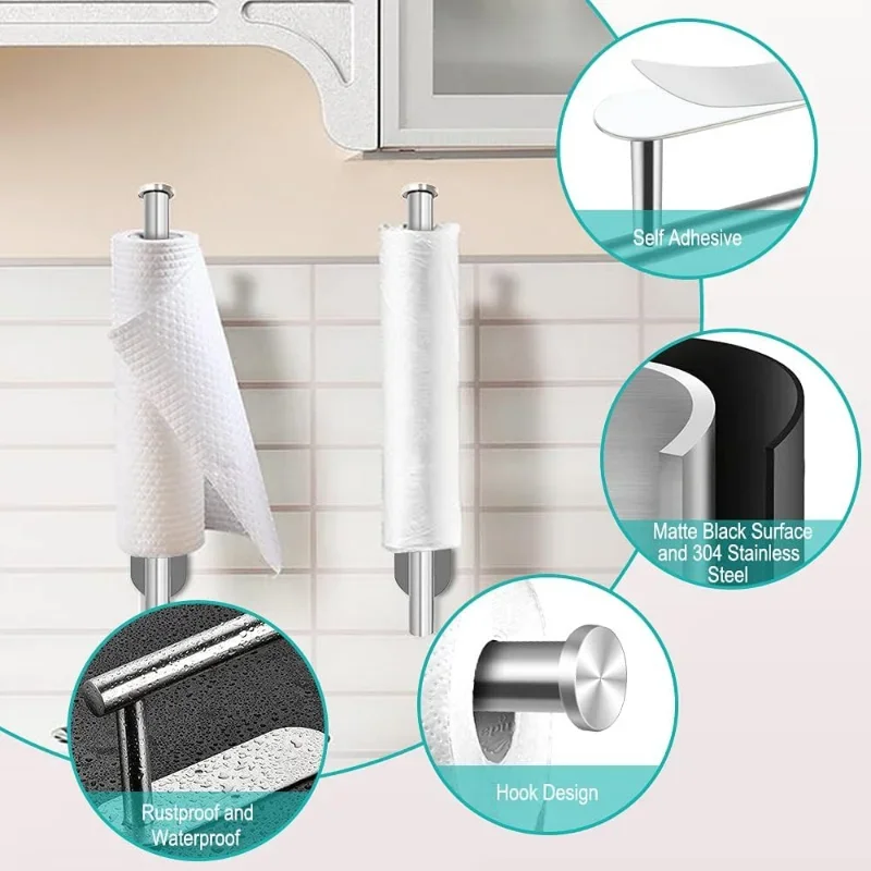 Adhesive Stainless Toilet Paper Holder Bathroom Wall Mount Storage Stand Kitchen Roll Paper Tissue Towel Dispenser Napkins Rack