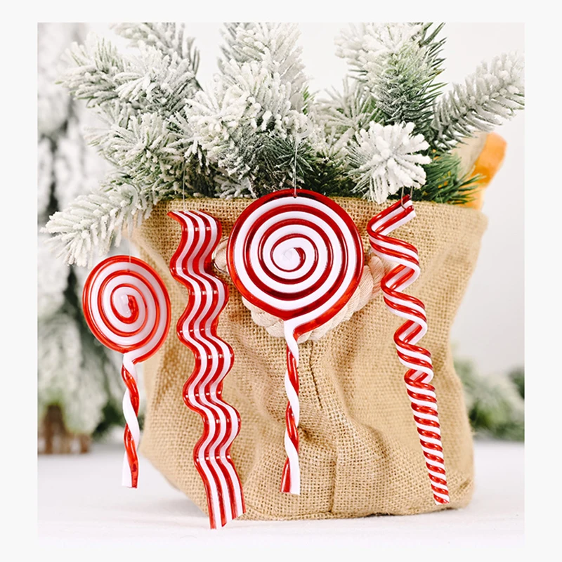 Christmas Decorations Plastic Candy Christmas Colorful Bigger Candy Cane Christmas Gift 2023 New Year Festive and Party Decor