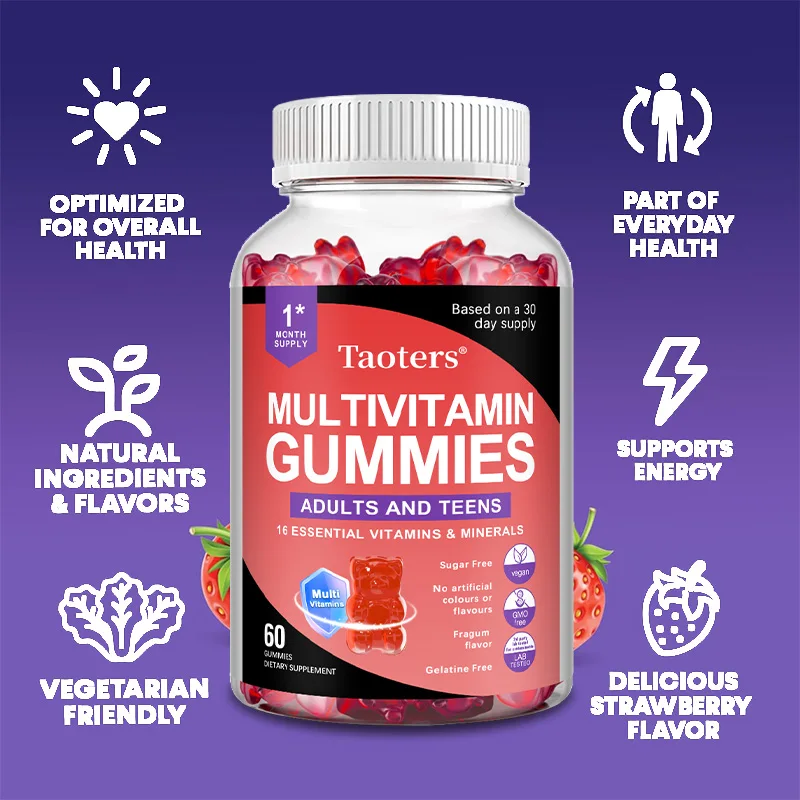 

Multivitamin Gummies - with Vitamins and Minerals - Enhances Energy Levels, Immune Support, Antioxidant - 60 Gummies
