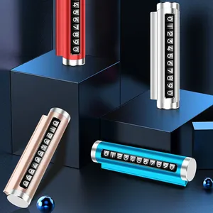 Cartão de estacionamento temporário de carro de metal universal girar placa de número de telefone adesivos de alumínio parada de parque em estilo de carro acessórios automotivos 9 principais vendas placa universal para split - №10