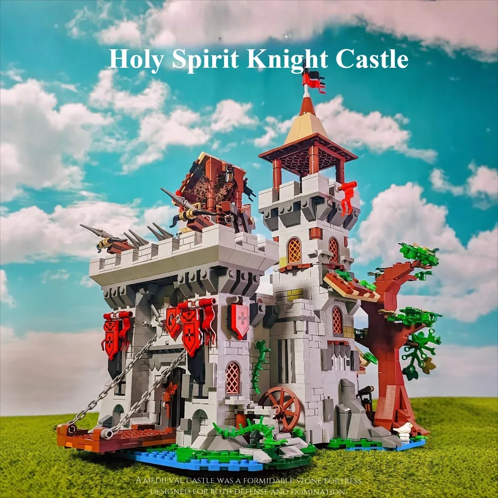 

2568PCS Medieval Holy Spirit Knight Castle Building Blocks Vintage European Architecture Brick Model Tower Construction Toy Gift