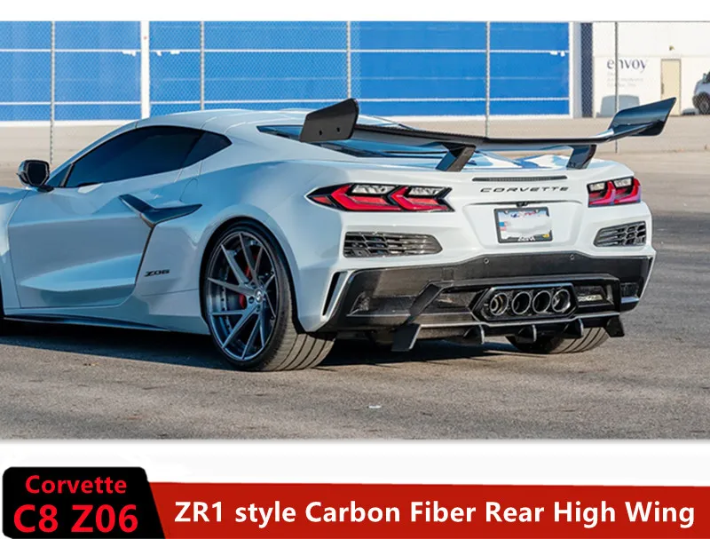 New! 2023-24 Corvette C8 Z06 Rear Spoiler ZR1 style Carbon Fiber High Wing non-stingray use