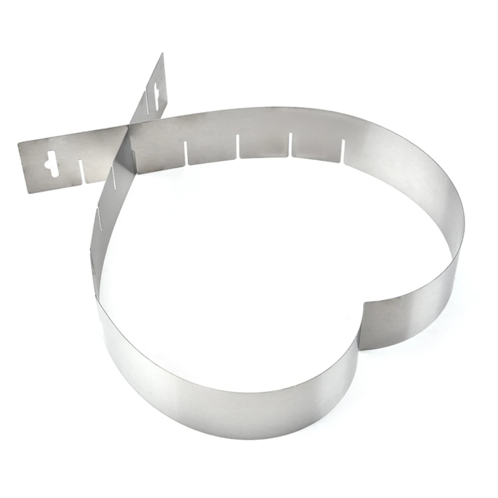 

Adjustable Heart Shaped Cake Mold Stainless Steel Baking Ring able Size DIY Mousse Pastry Slicer Tool Layer