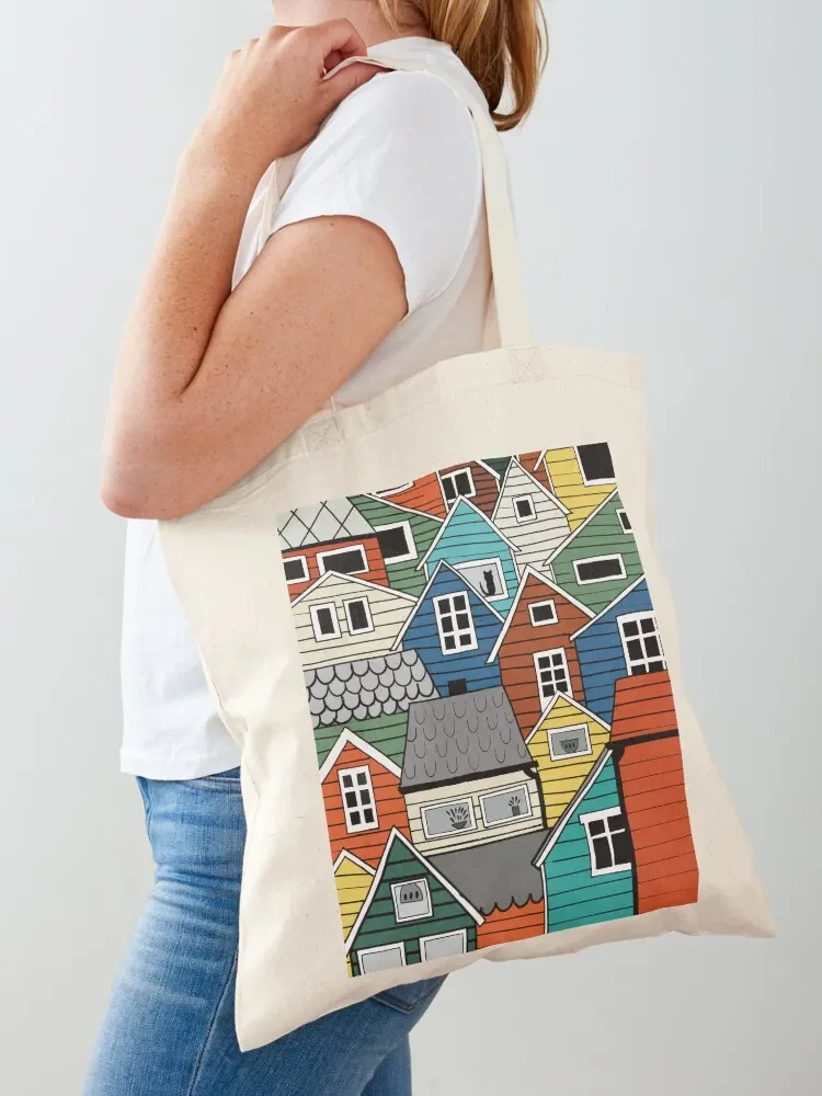 Scandinavia Souvenir I Colourful wooden houses Tote Bag Customizable tote bag shopper bags for women Tote Bag