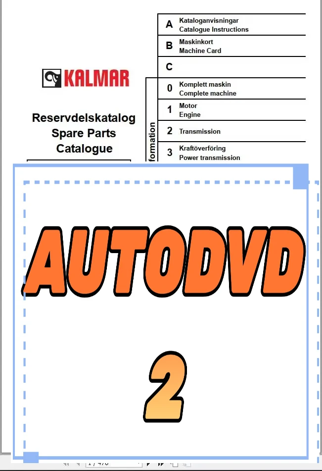 

AutoDVD2 Kalmar Вилочный погрузчик Reach Stacker Каталог запасных частей 2,30 ГБ
