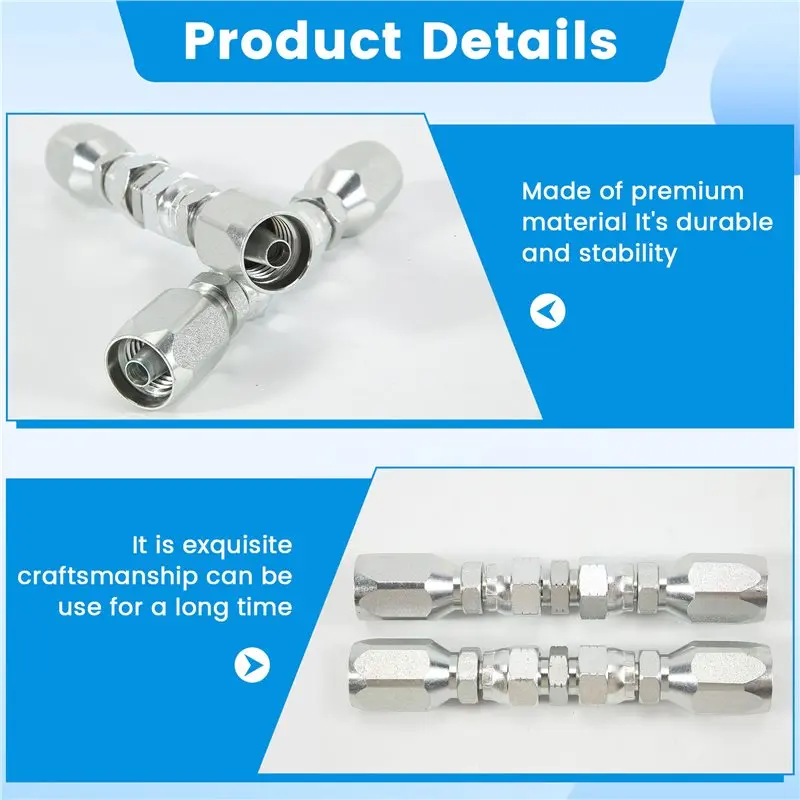 Goodprice 2pcs Hydraulic Hose Repair Kit, Reusable, 2-Wire Reusable Hydraulic Repair Fitting 3/8Inch