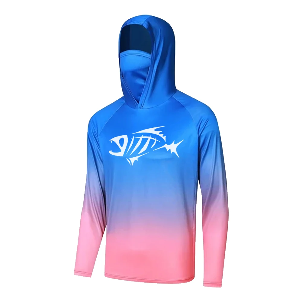 Fishing Hoodie Shirts with Mask Men Long Sleeve Sweatshirt Uv Protection Moisture Wicking Fishing Clothing