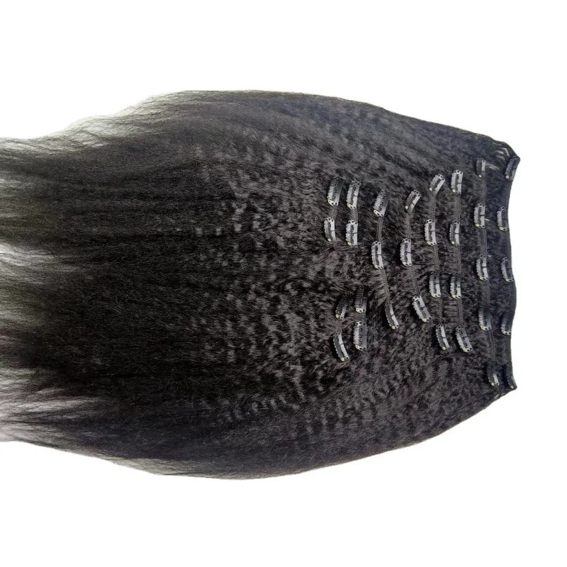 

Real wig clip hair piece set hair curvature corn whisker real perm and dye