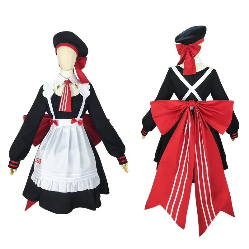 Genshin Impact Noelle Cosplay Traje para Mulheres, Traje de Empregada, Vestido Lolita, Uniforme Menina JK com Chapéu, Roupa