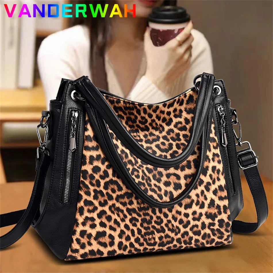 Women\'s Leopard Bag Luxury Shoulder Crossbody Casual Tote Designer Female Shopper Handbag Large Capacity Messenger Work Ins Sac