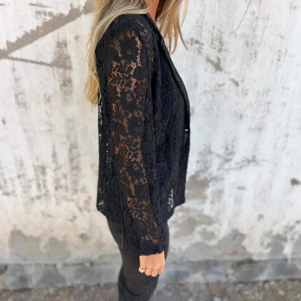 Women Suit Coat Women Jacket Women’s Lace Lapel Blazer Jacket Elegant Long Sleeve Suit Coat Solid Color Business for Wear