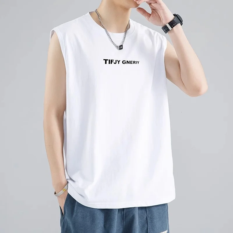 

Мужская летняя тонкая футболка-майка из ледяного шелка, модная, спортивная, свободного кроя, для активного отдыха, с круглым вырезом, без рукавов