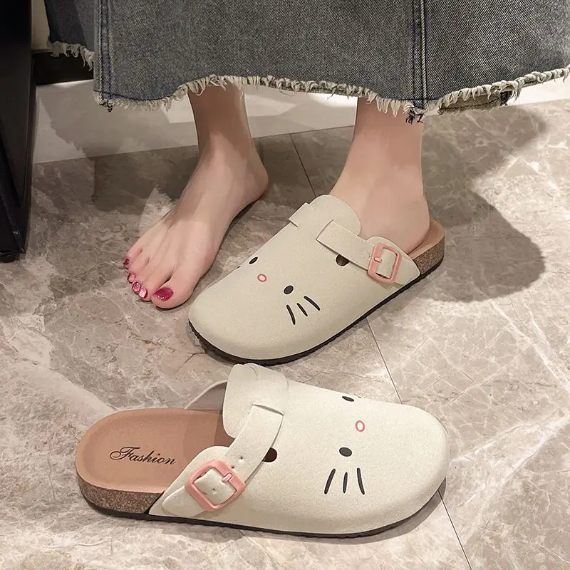 Sanrio Hello Kitty Cat Cute Anime Slippers Summer Female New Thick Sole Flat Shoes Sweet Cartoon Outdoor Anti Slip Slippers Gift