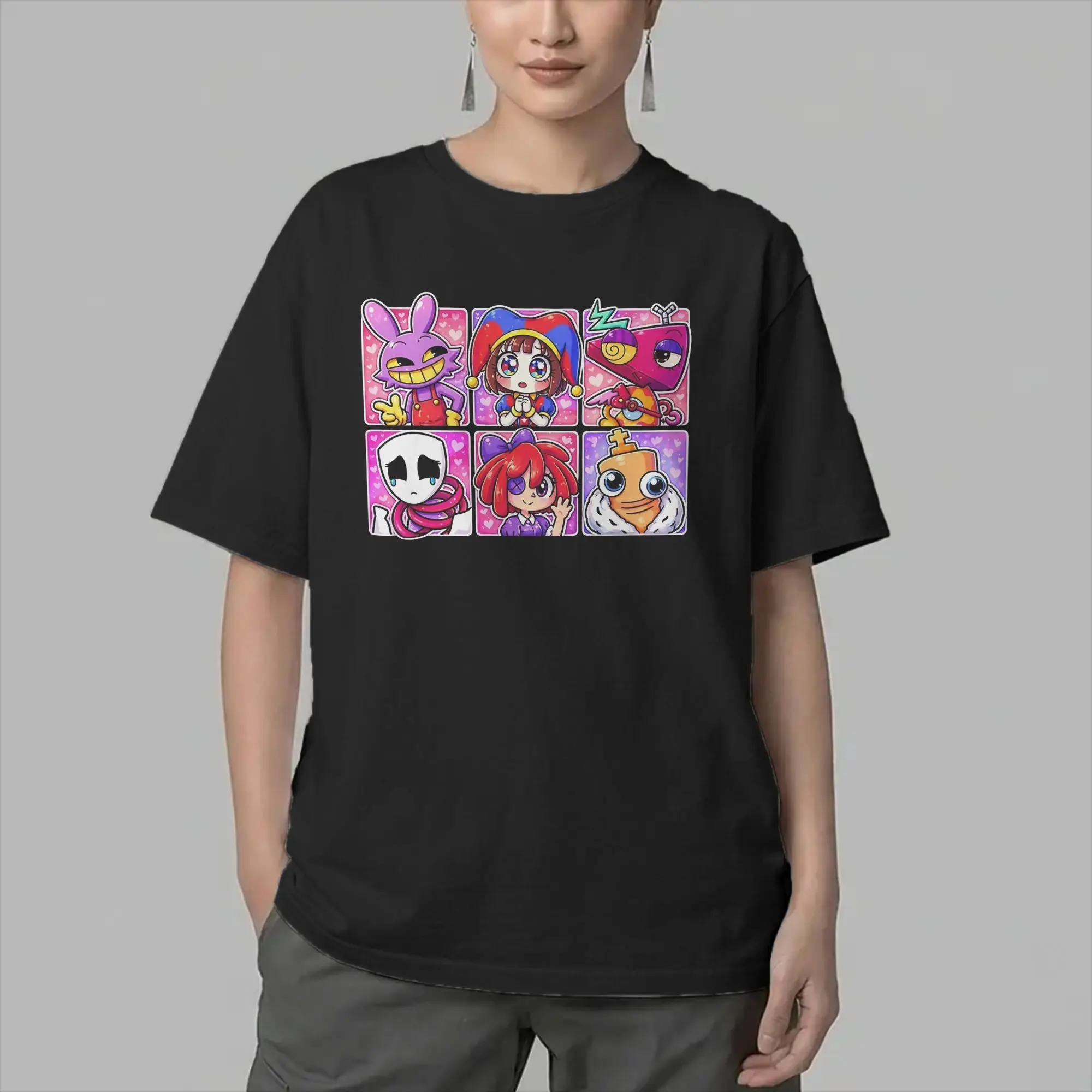 Cartoon Digitals Circus T Shirt for Men 100% Cotton Casual T-Shirts Crewneck  Tees Short Sleeve Tops Party