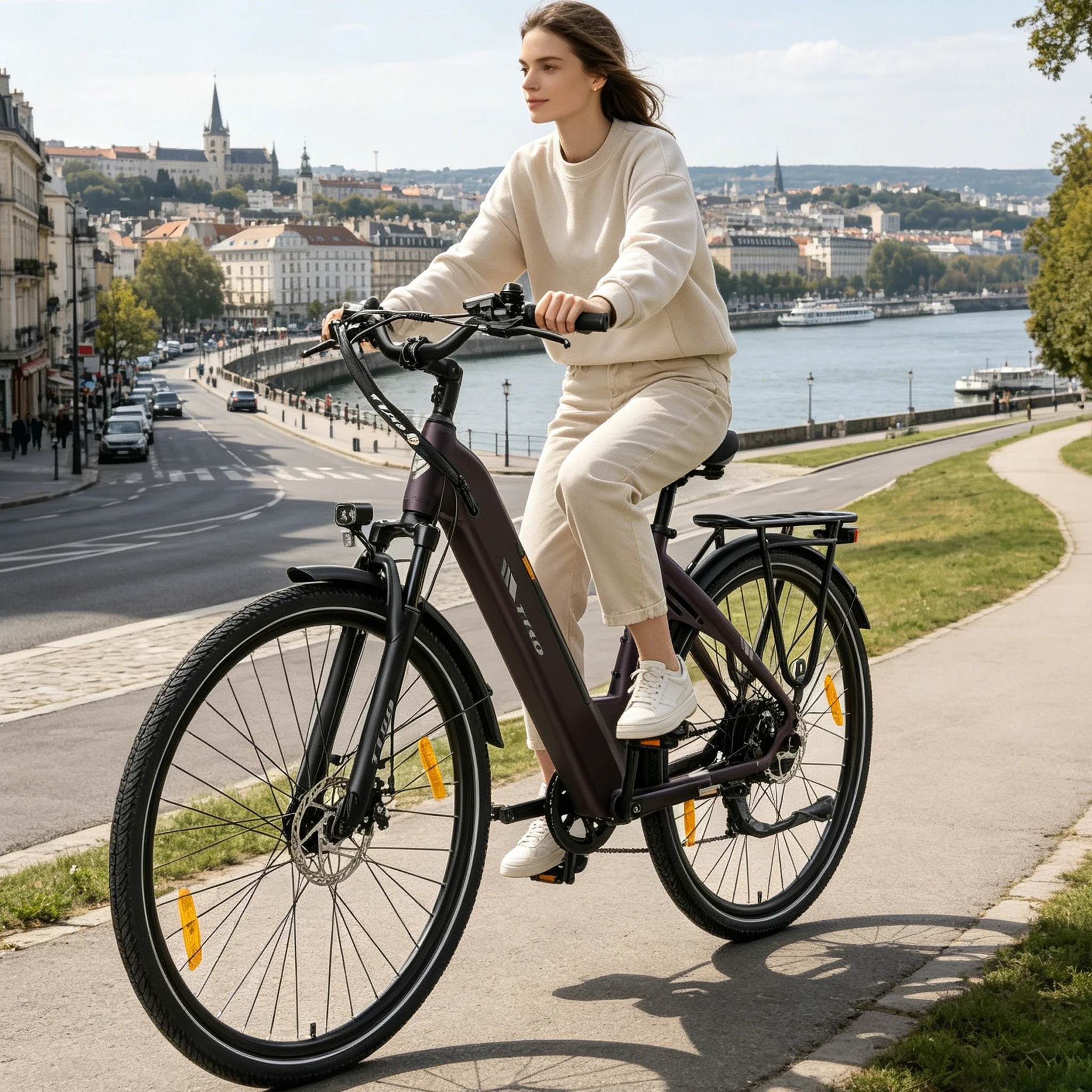 Image of TTGO 28-Zoll-Elektrofahrrad für Erwachsene, 36V 18AH herausnehmbarer Akku, 120 km Pedalreichweite, 250W 52NM Sensor-Heckmotor, 7-Gang-Scheibenbremse, Pendler-E-Bike