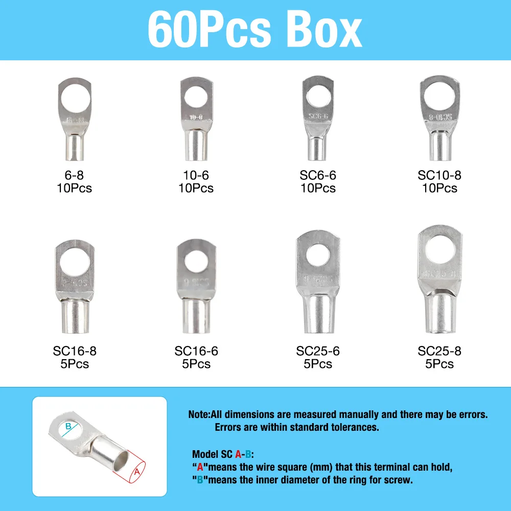 Kit de ferramentas de crimpagem de terminais de fio de bateria 10-1 AWG com cortador, ferramenta de crimpagem de terminais de fio de bateria de 6-50 mm, cortadores de cabo opcionais, terminais, tubos termoencolhíveis