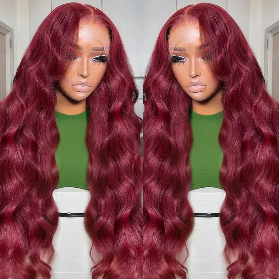 Brazilian 99J Burgundy 13x6 HD Lace Front Human Hair Wig Red Wine Body Wave Human Hair Wigs 13x4 Lace Frontal Wigs For Women