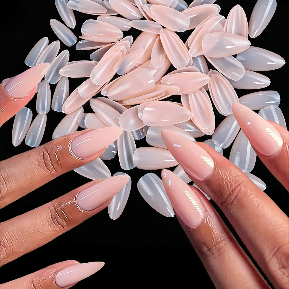 120 pièces/boîte brillant rose clair faux ongles moyen amande presse sur ongles faux acrylique couverture complète faux ongles conseils ongle Decora