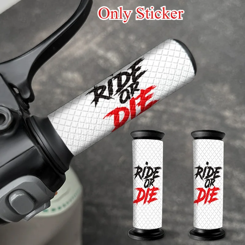 

2PCS RIDE OR DIE Motorcycle Grip Stickers Diamond Pattern Waterproof Anti-Slip Decals for Modification E-Bike Bicycle Scooter
