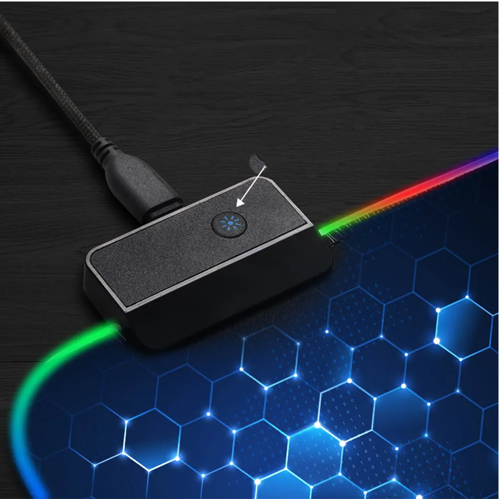 Gaming Mousepad Rgb Keyboard Mat Large Size Honeycomb Pattern Static Running Breathing Lights Power Resume Anti-Slip
