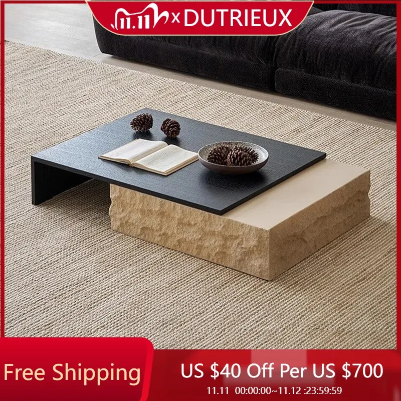 طاولة قهوة خشبية فاخرة مستطيلة محايدة وحديثة وأنيقة خدمة طاولة قهوة كبيرة تصميم عصري Mesas Bajas ديكور منزلي