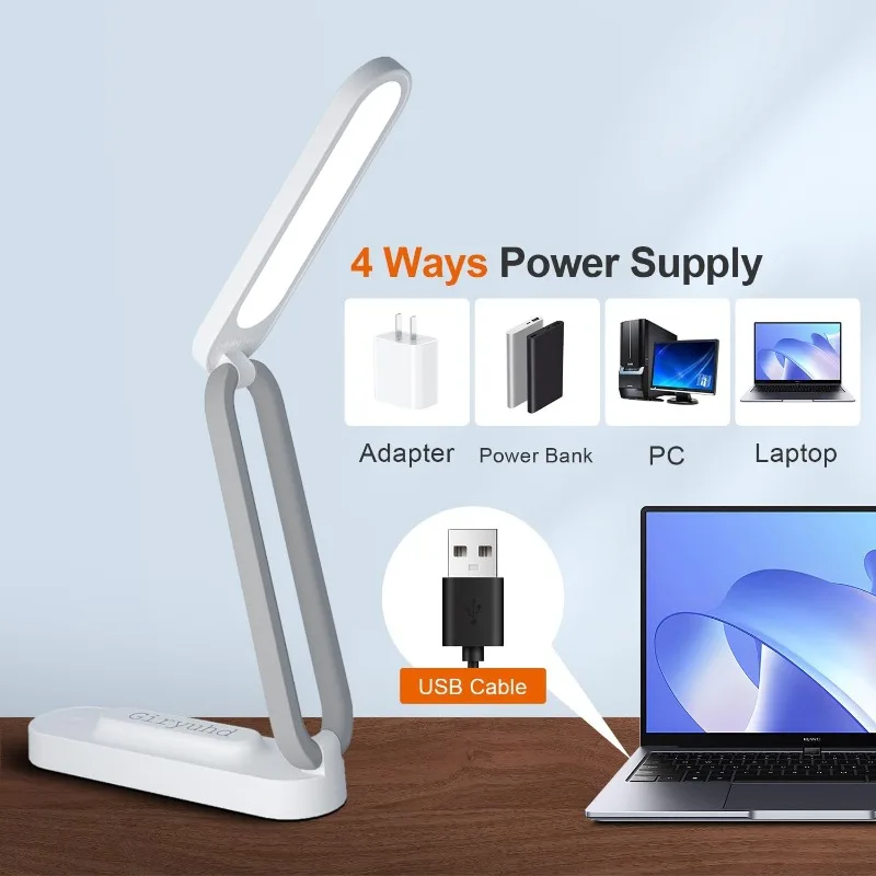 LED Desk Lamp for Office Home & Battery Operated Lamp Rechargeable Lamp Foldable & Portable Light, LED Desk Light Strip, 3 Brigh