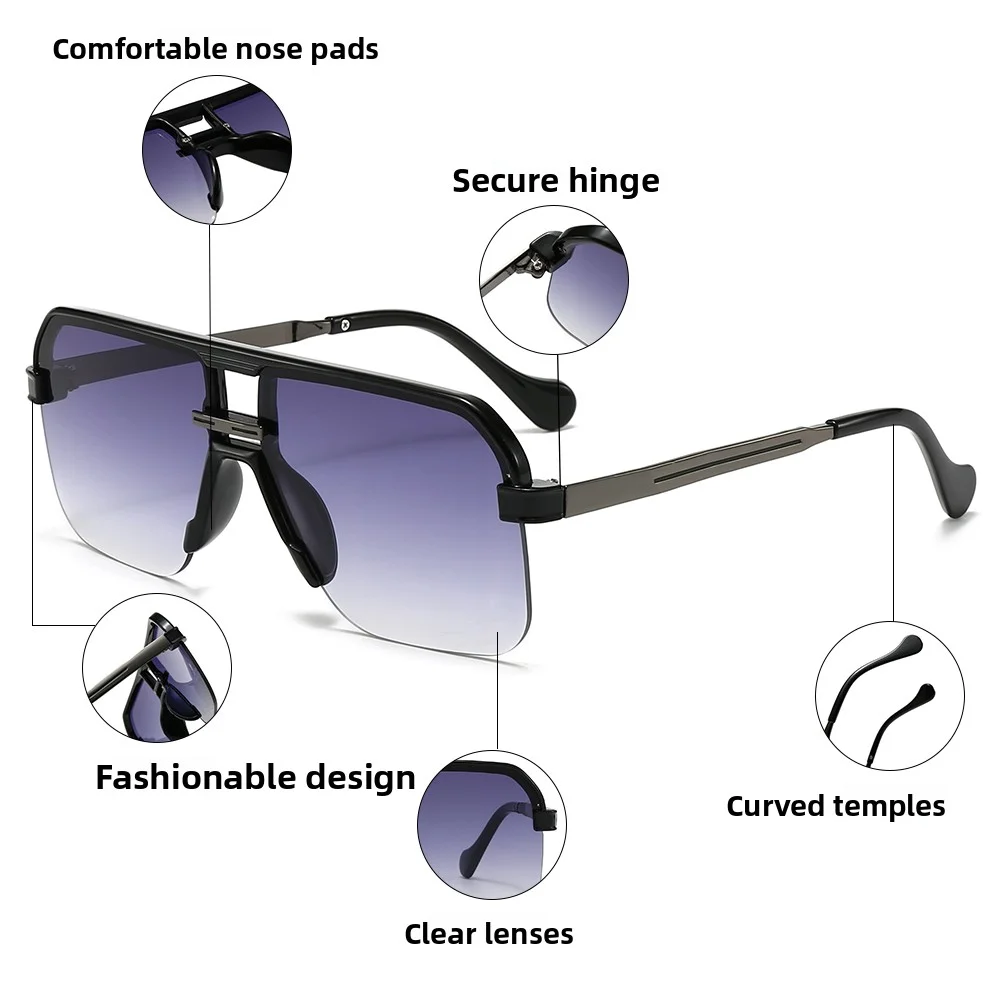 2024 레트로 패션 사각 선글라스 (남성용), 비치 액세서리, 여성용 자외선 차단 및 차양 미러 선글라스, UV 차단 선글라스