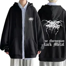 Vintage Darkthrone True Norwegian Black Metal Zipper Hoodie Mayhem Zip Up Hoodies Men Women Death Black Metal Rock Zip Up Jacket