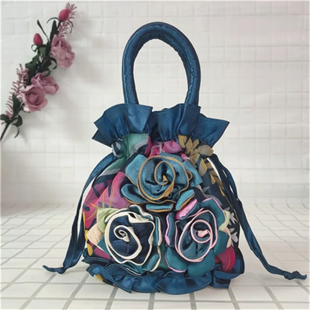 Embroidery Lace Flower Bag High Quality Dacron Lace Ethnic Style Bag Top Handle Women's Handbag