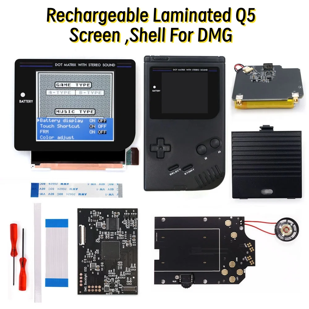 

Rechargeable Gray/Black/White Laminated Q5 3.1 inches Larger Display HD IPS RIPS Screen OSD FRM For GB GBO DMG LCD w/Shell
