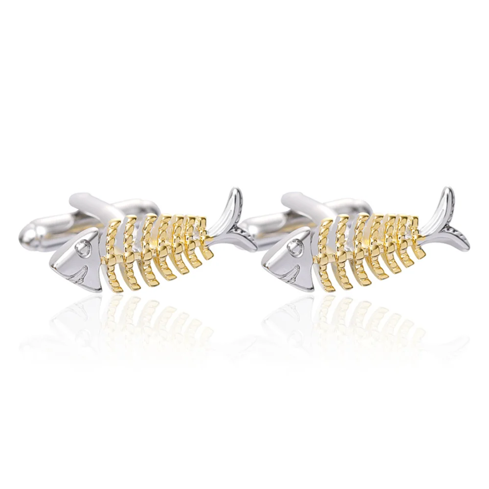 Contrasting Fishbone Cufflinks Men's Personalized Shirt Cuff Nails Fish Bone Cufflink for Business and Leisure Accessories