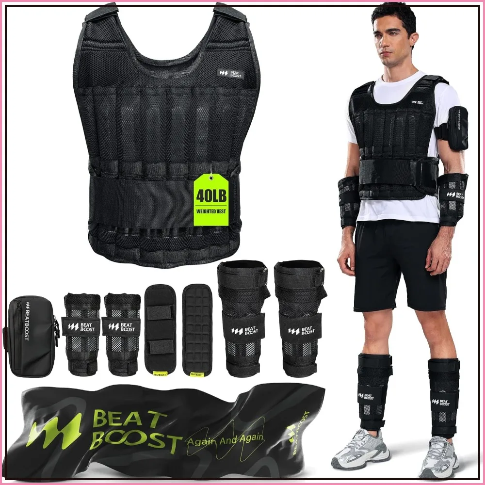 Adjustable Weighted Vest for Men 20-60lb, Heavy Duty Workout Vest